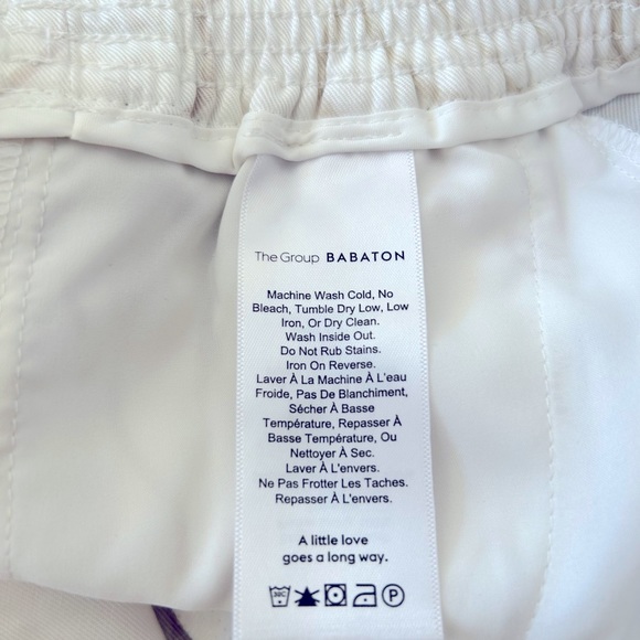 The Group Babaton by Aritzia Cream Leaf Print 2” Elastic Waistband Shorts Sz XS - Picture 4 of 5
